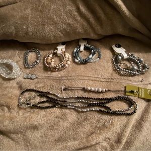 3 strand bracelets, necklace, bead strand